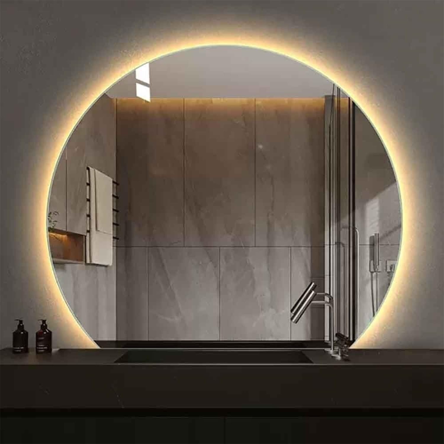 Miroir anti-buée tactile pour salle de bain avec éclairage LED modulable