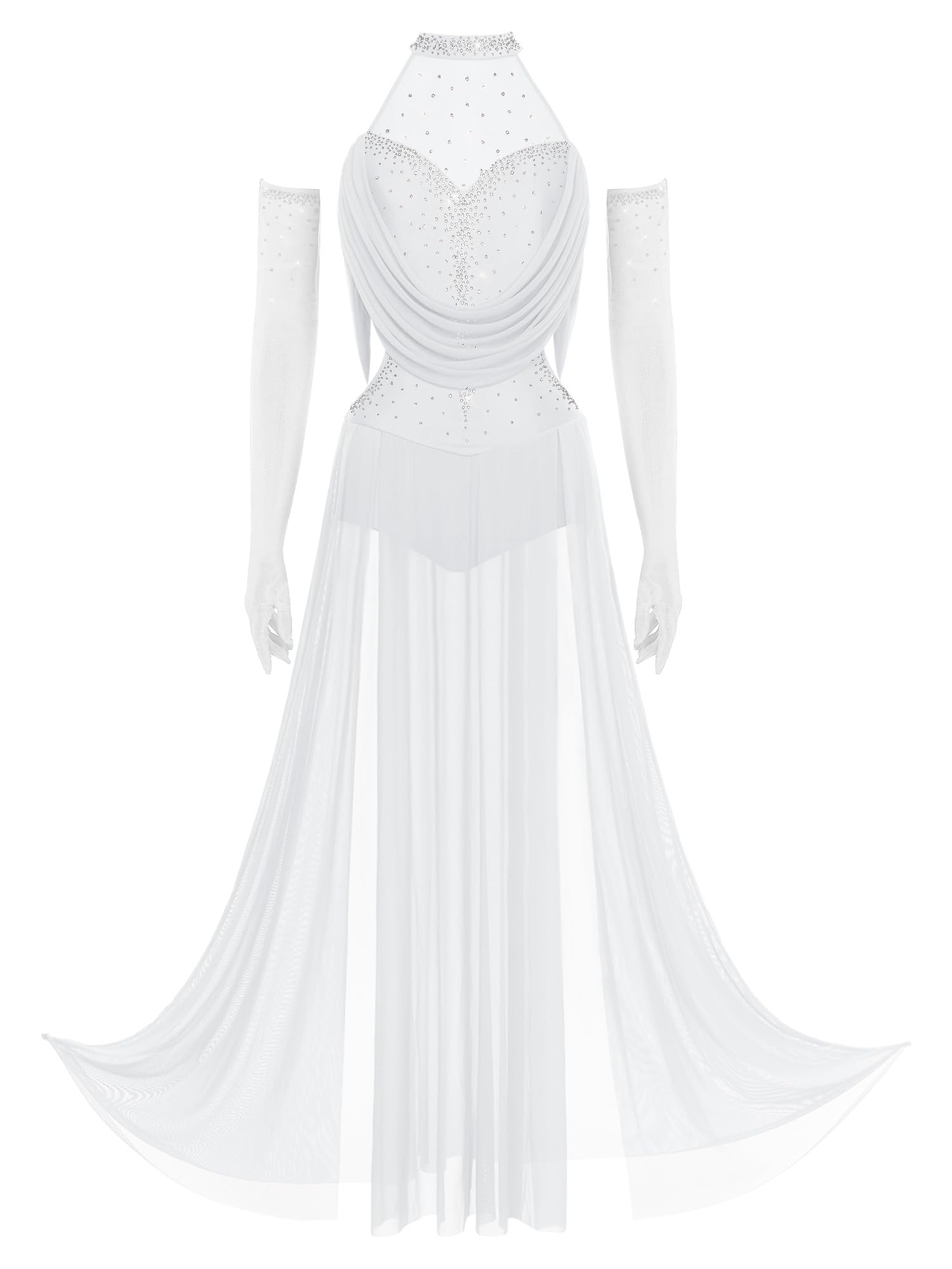 ranrann Vêtement Ballet pour Femme Jupe en Tulle Fluide en Mesh Robe avec Jupe De Tulle Découpée Et Voile Flottant Robe Longue Maxi Vacances