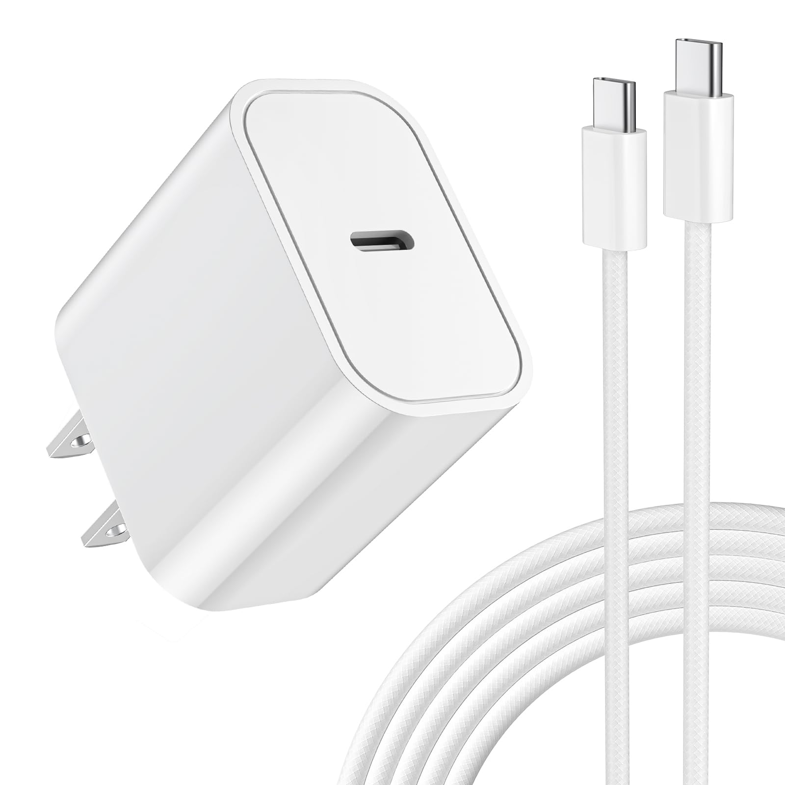 iPhone 17 16 15 Fast Charger, 25W USB C Wall Charger Block with 60W 6 FT USBC Cable for iPhone 17/17 Pro/17 Pro max/Air/16 15 Pro Max Plus, iPad, Samsung, 25 Watt Type C Charging Block and Long Cord
