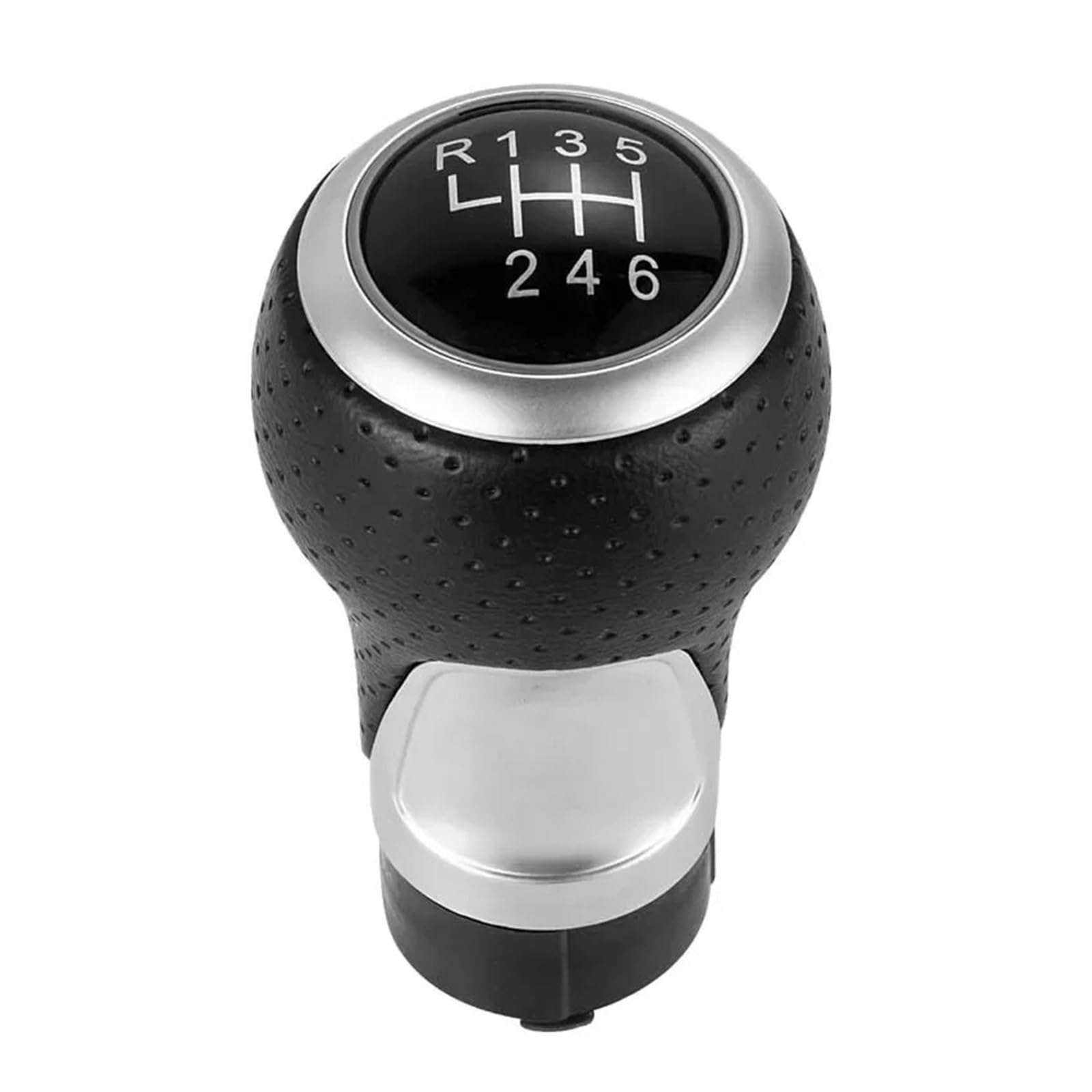 VAVGKDKPZB Shifter Lever Handle for Seat Leon MK1 Leather Shifter Car Gear Shift Knob 12mm 5/6 Speed Handle(Silver 6 Speed)