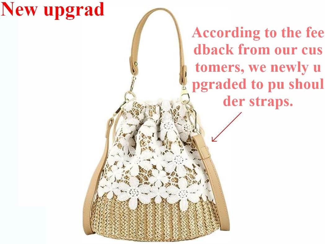 Straw Beach Bag for Women Summer Woven Tote Bag Shoulder Handbags,Crossbody Bag for Women, Beige