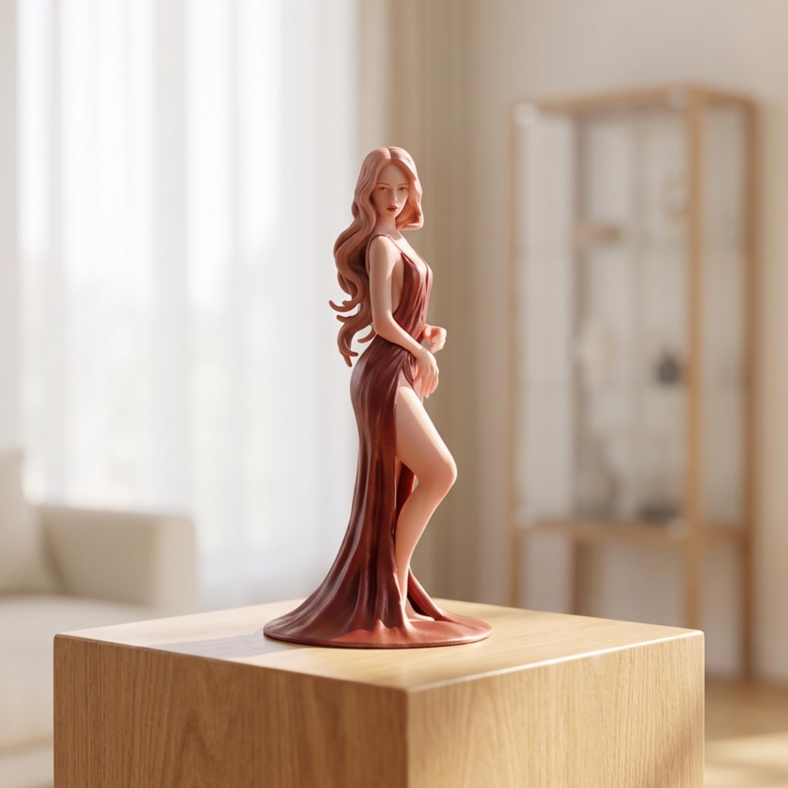 Detailreich Miniatur mit Sitzender Frau, 1/24 Maßstab | Handbemalt, detailliert, Miniaturfigur mit Metallstütze, für Modellbau