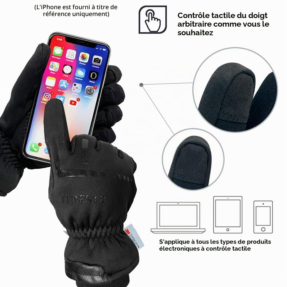Gants Thermiques Imperméables et Coupe-Vent - Gants Chauds Tactile Thinsulate d'hiver 3M - pour Le Cyclisme, la Course à Pied et Les Sports en Plein Air - pour Femmes et Hommes