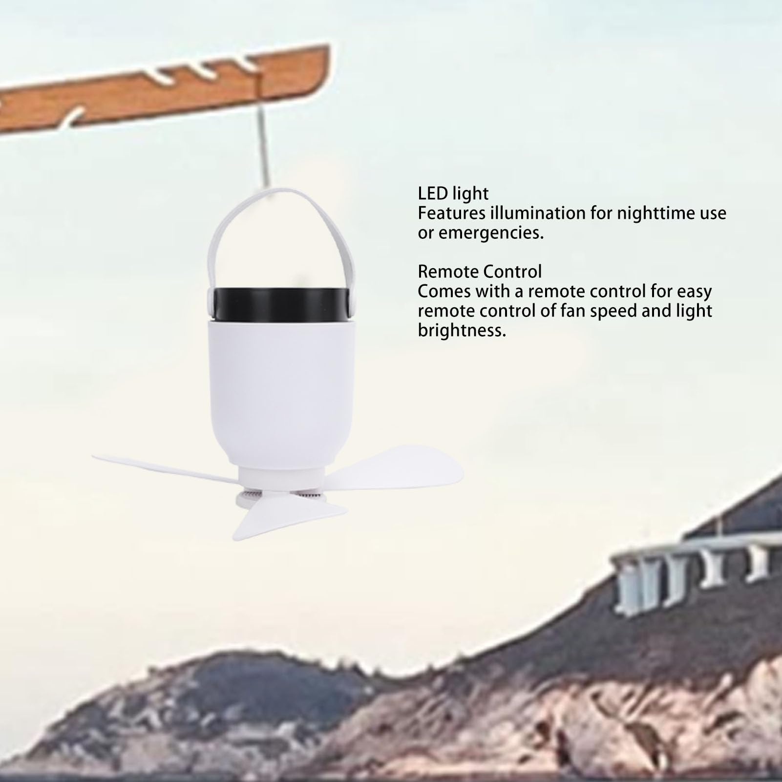 Benson Campingventilator met LED-licht en powerbank - USB