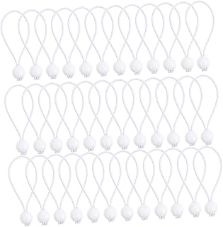 DOITOOL 40pcs Elastic Rope Tarp Bungee Straps Tarp Bungee Cords Tarpaulin Bungee Cord Bungee Balls Canopy Bungee Balls Camping Bungee Cords Lace up Stretch Cord Rubber White Bungee Cord