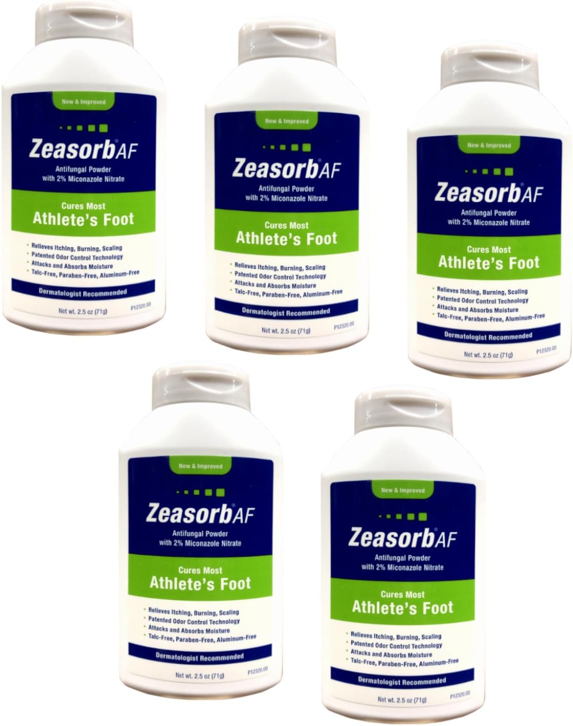 Zeasorb Antifungal Treatment, Athletes Foot Powder - 2.5 oz, Pack of 5