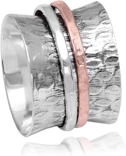 Miniatura 145 de Veracity Jewelry Sterling Silver Fidget Ring Spinner Ring Anxiety Relieving Rings For Unisex Meditation Thumb Worry Healing Birthday Promise Band