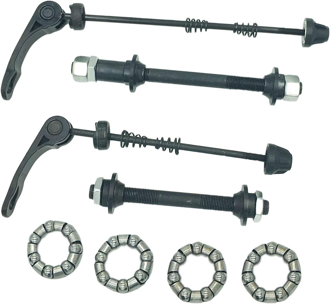 Mailesi MTB Quick Release Bicycle Hub 1/4" x 7 Ball Bearings with Retainer, Road Mountain Bike Front & Rear Axle Hollow Shaft Set with Standard Spacing