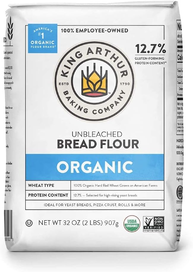 King Arthur Flour Unbleached Bread Flour Organic - Pack of 3 (2lbs Each Bag)3