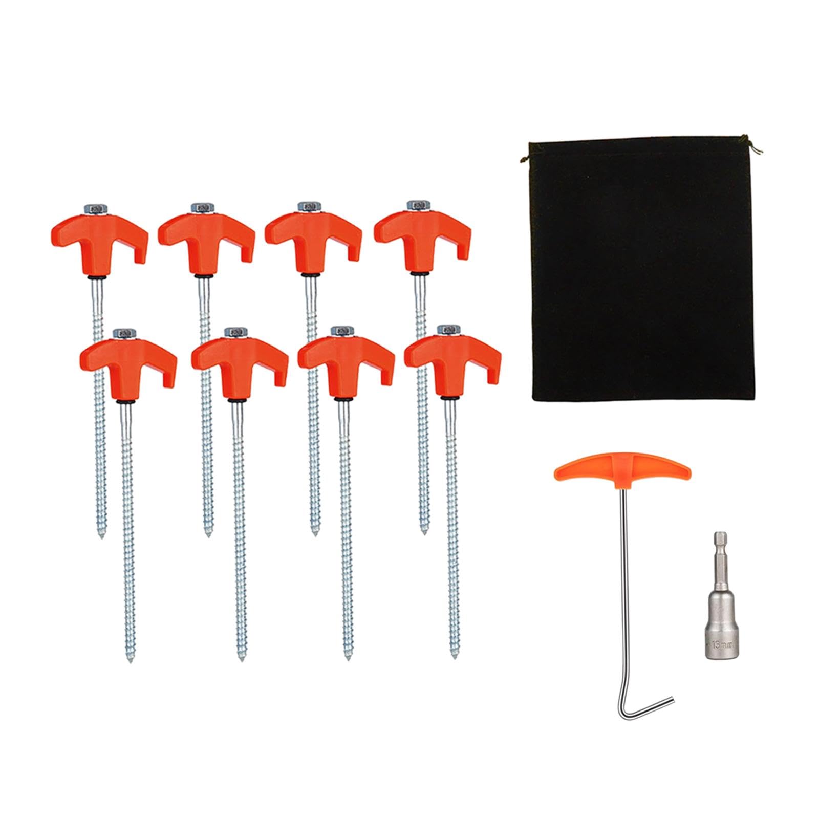 YIJU 8 Tent Anchors with Hexagon Head and Carry Bag for Ground Stability 20cm