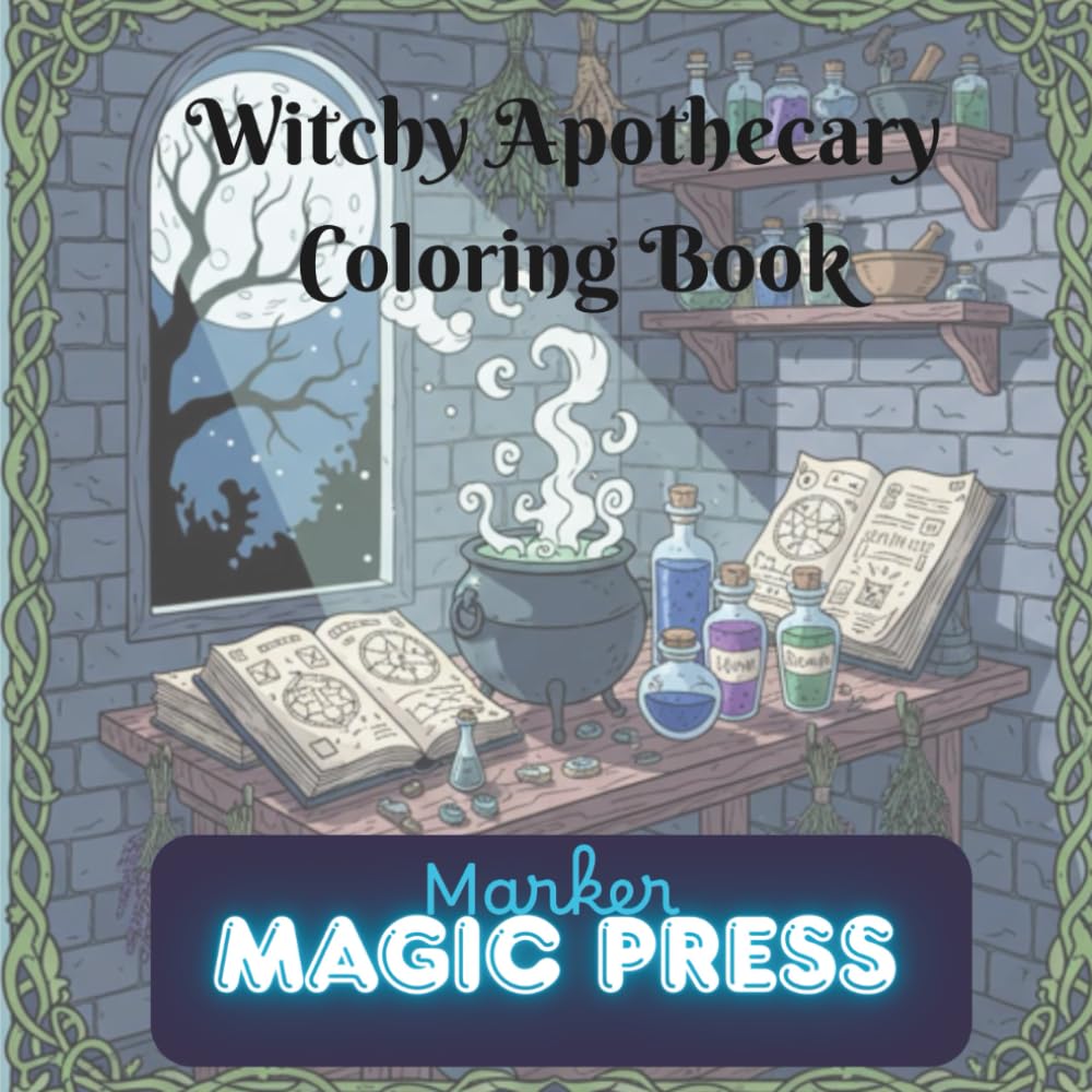 Witchy Apothecary Coloring Book: Cozy Apothecaries, Potions, Crystals & Enchanted Spaces for Relaxation