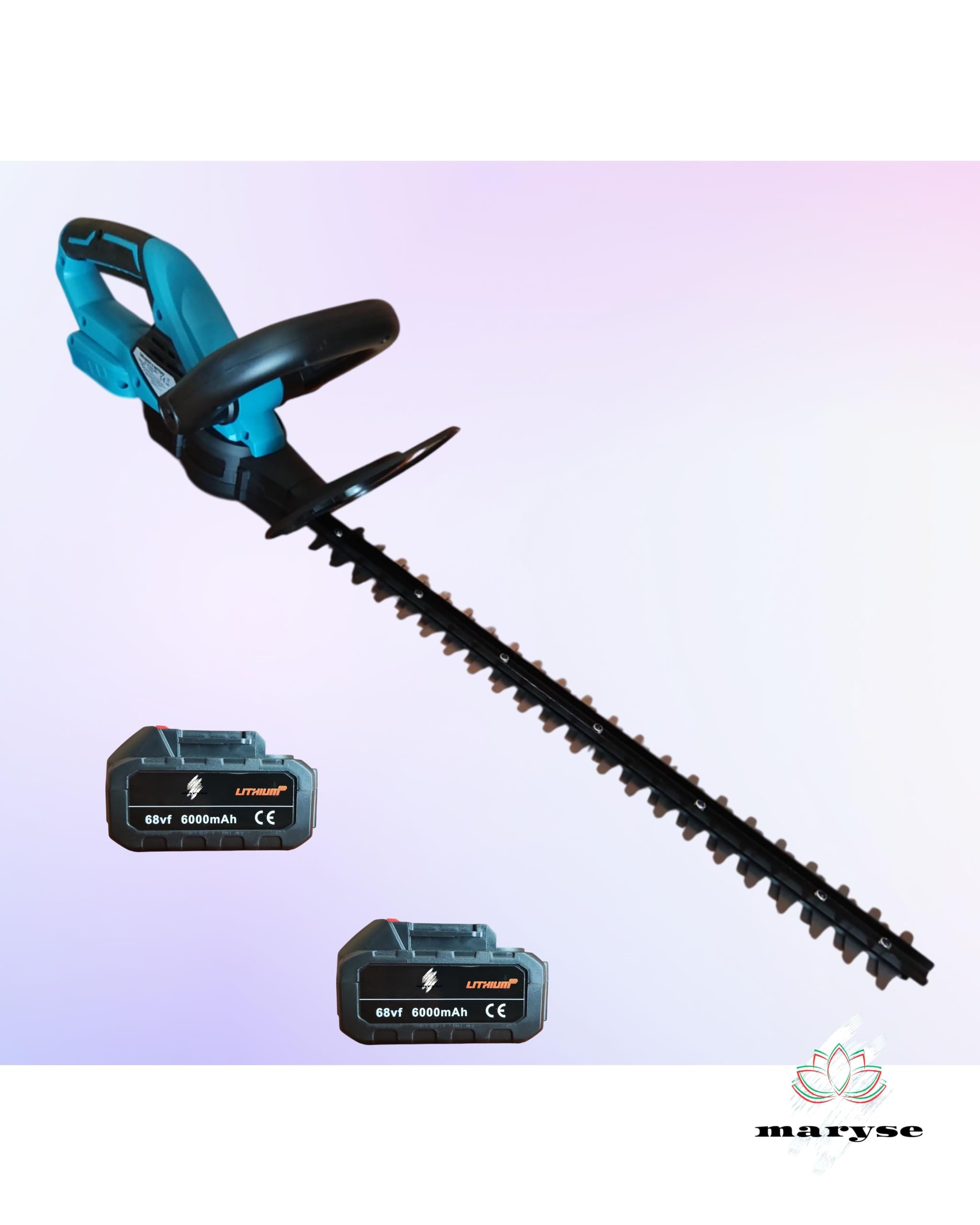 Tagliasiepe a Batteria con 2 Batterie Lunghezza di Taglio 510 mm, Leggero, Potente, Senza Fili - Ideale per Giardini e Siepi