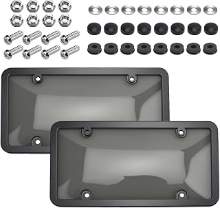 vvag 2-Pack Clear License Plate Covers & Frames - Rust-Proof Transparent Holders with Screws for US Standard Plates