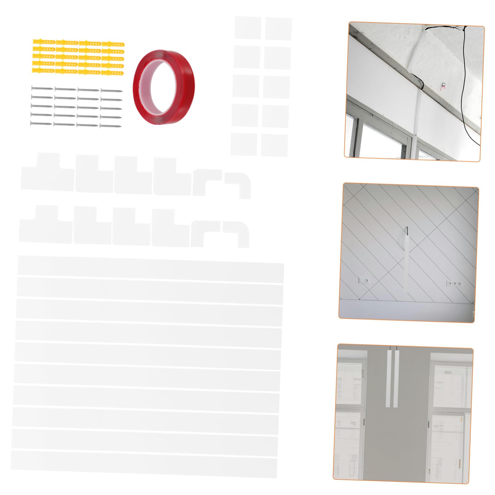 Kit Goulotte Passe-câbles PVC Blanc 40x3x1, 5 Cm, 73 Pièces