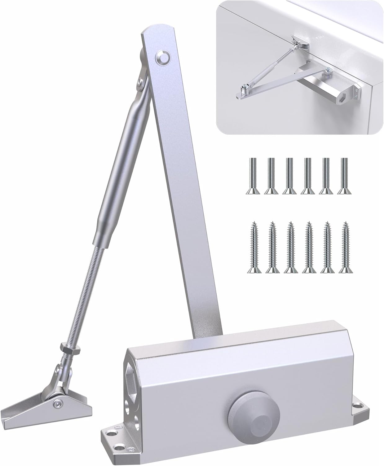 Nakupot Storm Door Closer Hydraulic & Silent, HighStrength Aluminum