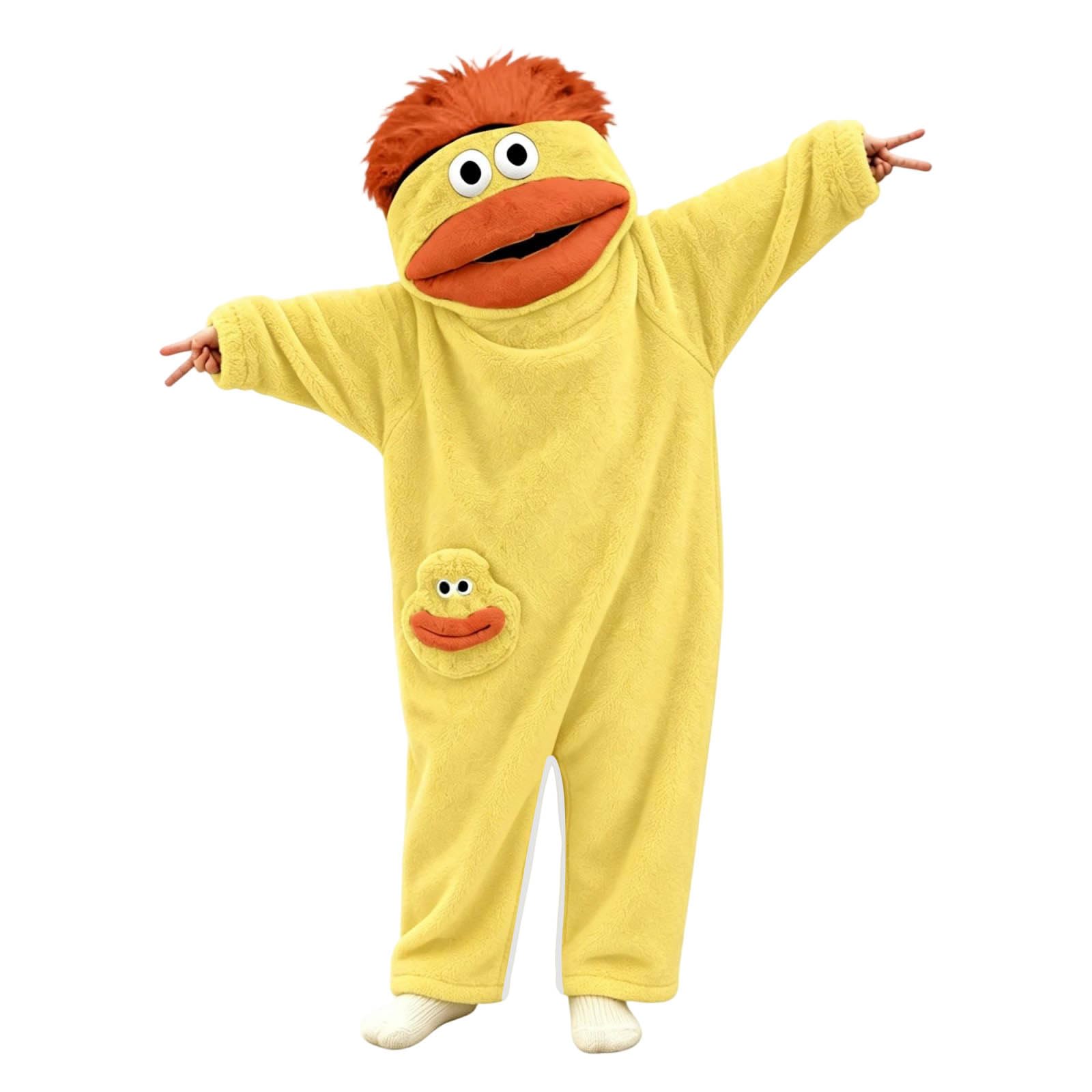 Funny Silly Onesie Children Big Mouth Monster Hooded One-Piece for Kids