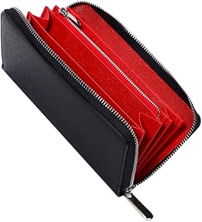 [ａｃｈｏｓｈ] ［アチョシュ］長財布 メンズ 小銭入れ ブラック ラウンドファスナー ギフトボックス付き ビジネス スタイリッシュ (Red)