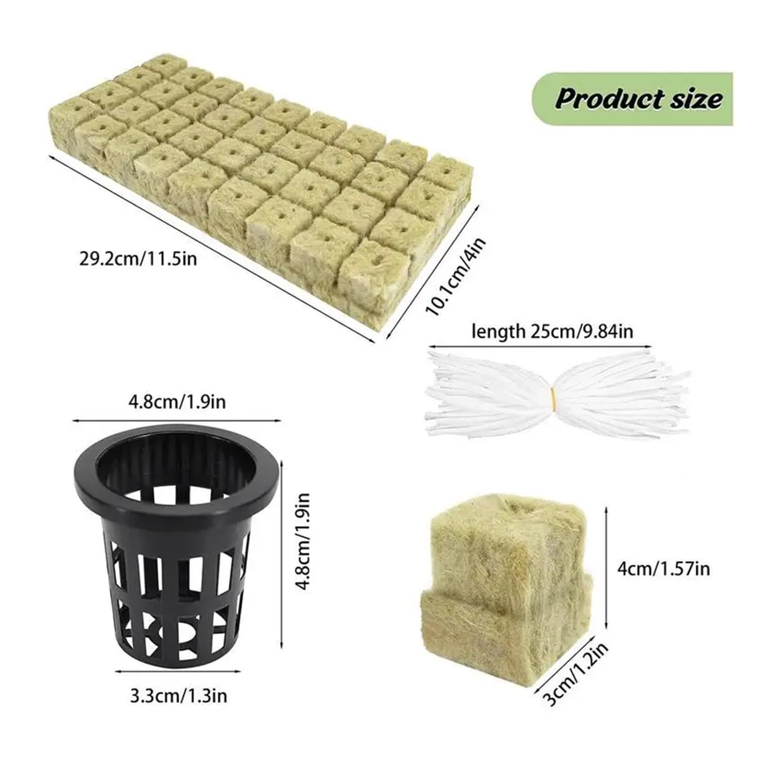 Cubi di lana di roccia Lana di roccia Grow Cubes Piantare cubi for la coltura idroponica Buon assorbimento d'acqua Kit idroponica Mesh Net Cup for giardino di casa Yard per serre per una crescita