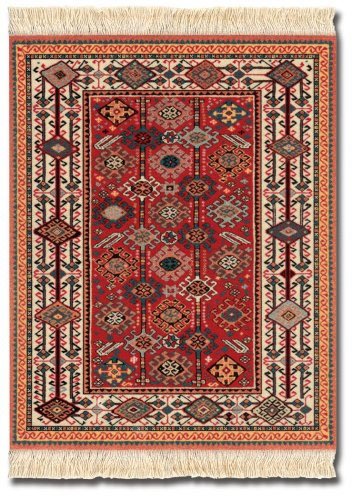 Lextra® (Red/Geometric Shekarlu), MouseRug®, deep Orange and Ivory, 10.25" x 7.125", one