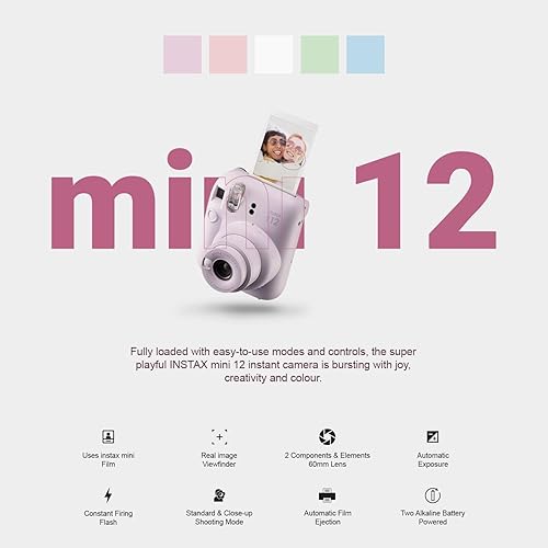 Miniatura 9 de Fujifilm Instax Mini 12 - Cámara instantánea verde menta + paquete de accesorios MiniMate y funda personalizada compatible + película Fuji Instax