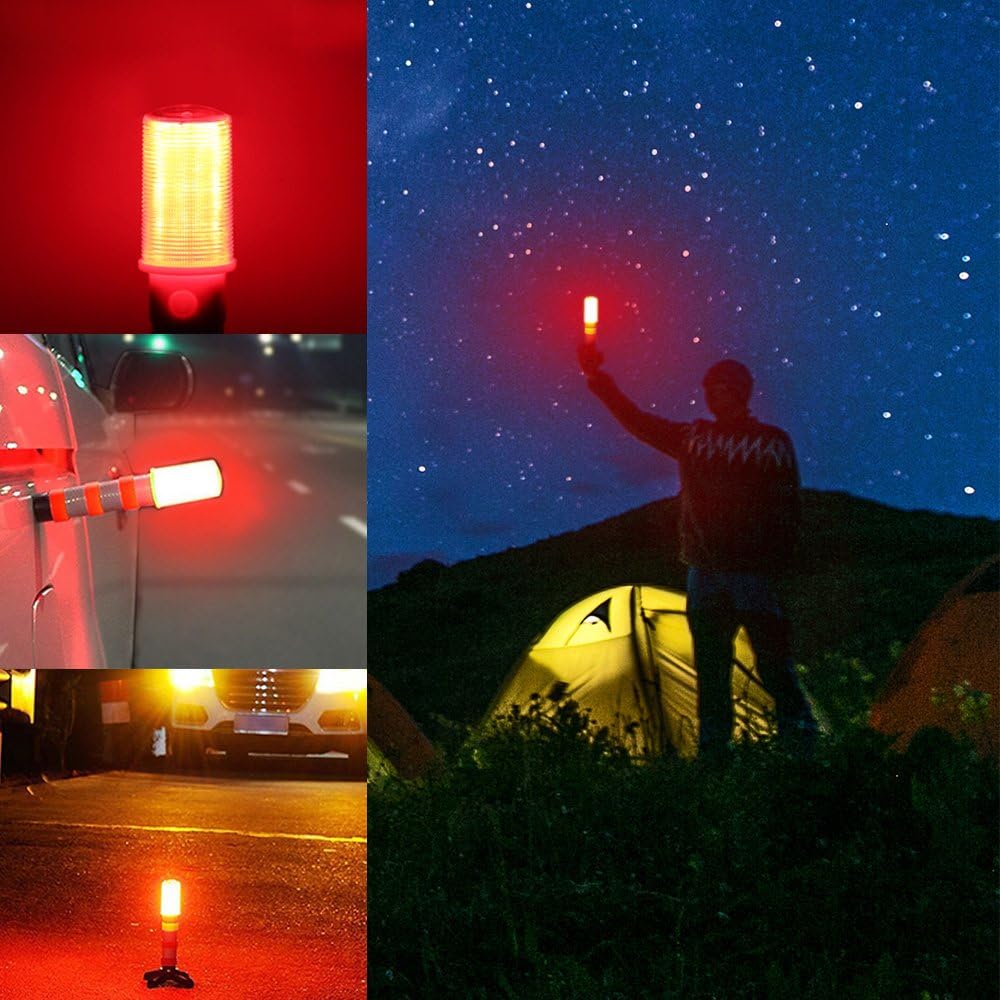Set di luci di emergenza a LED, luce rossa per autostrada, luce di sicurezza, lampada da campeggio, alternativa al triangolo di sicurezza, 2 luci (4 pezzi)