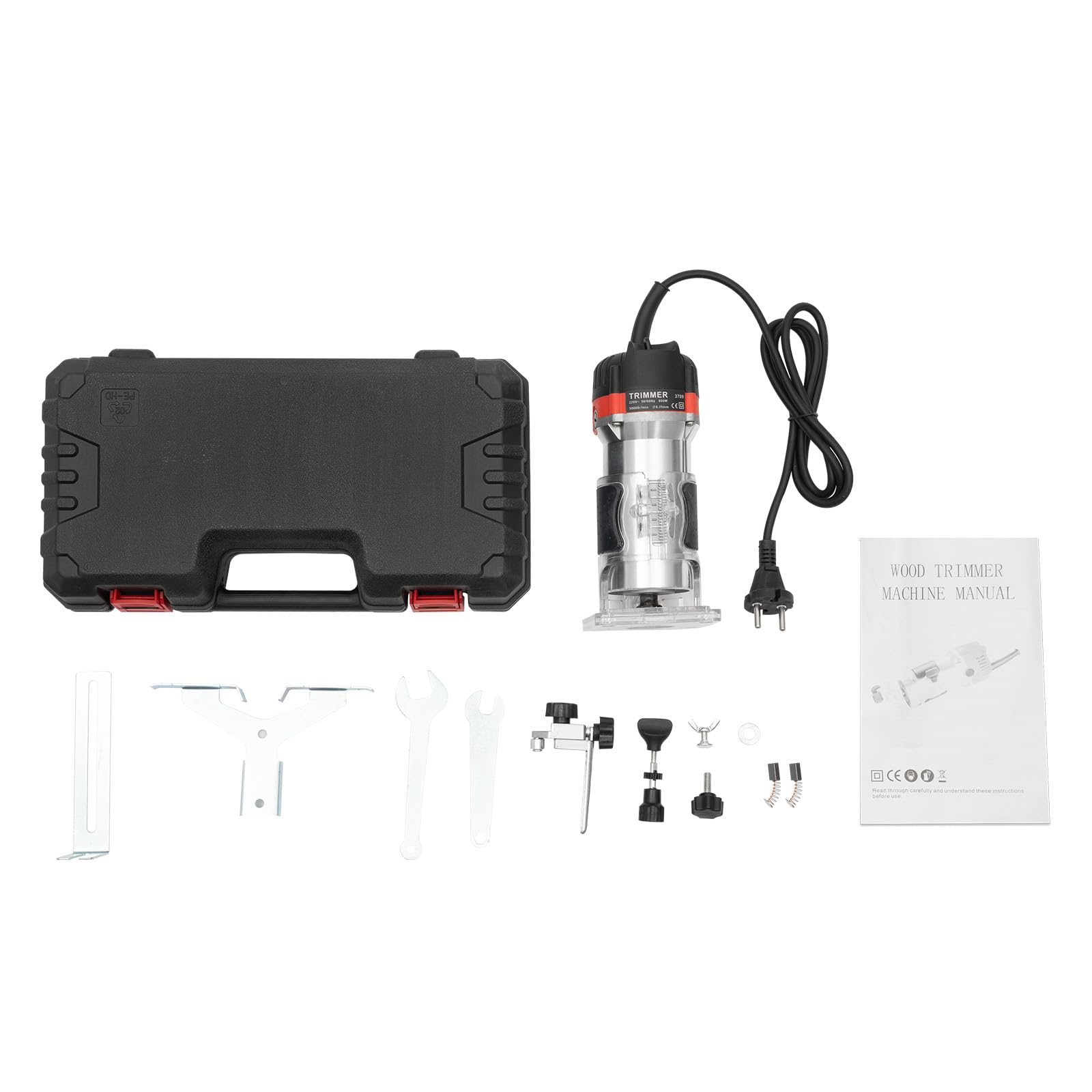 Fresadora de cantos, fresadora manual eléctrica de 800W, 30000 rpm, con carcasa de aluminio para trabajar la madera