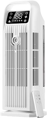 Aire Acondicionado Portátil sin Tubo, Climatizador Evaporativo 6 en 1 Bajo Consumo, Ventilador Torre Silencioso con Mando, Oscilación 120°, Depósito 1.2L, Temporizador 12H, Blanco Polar