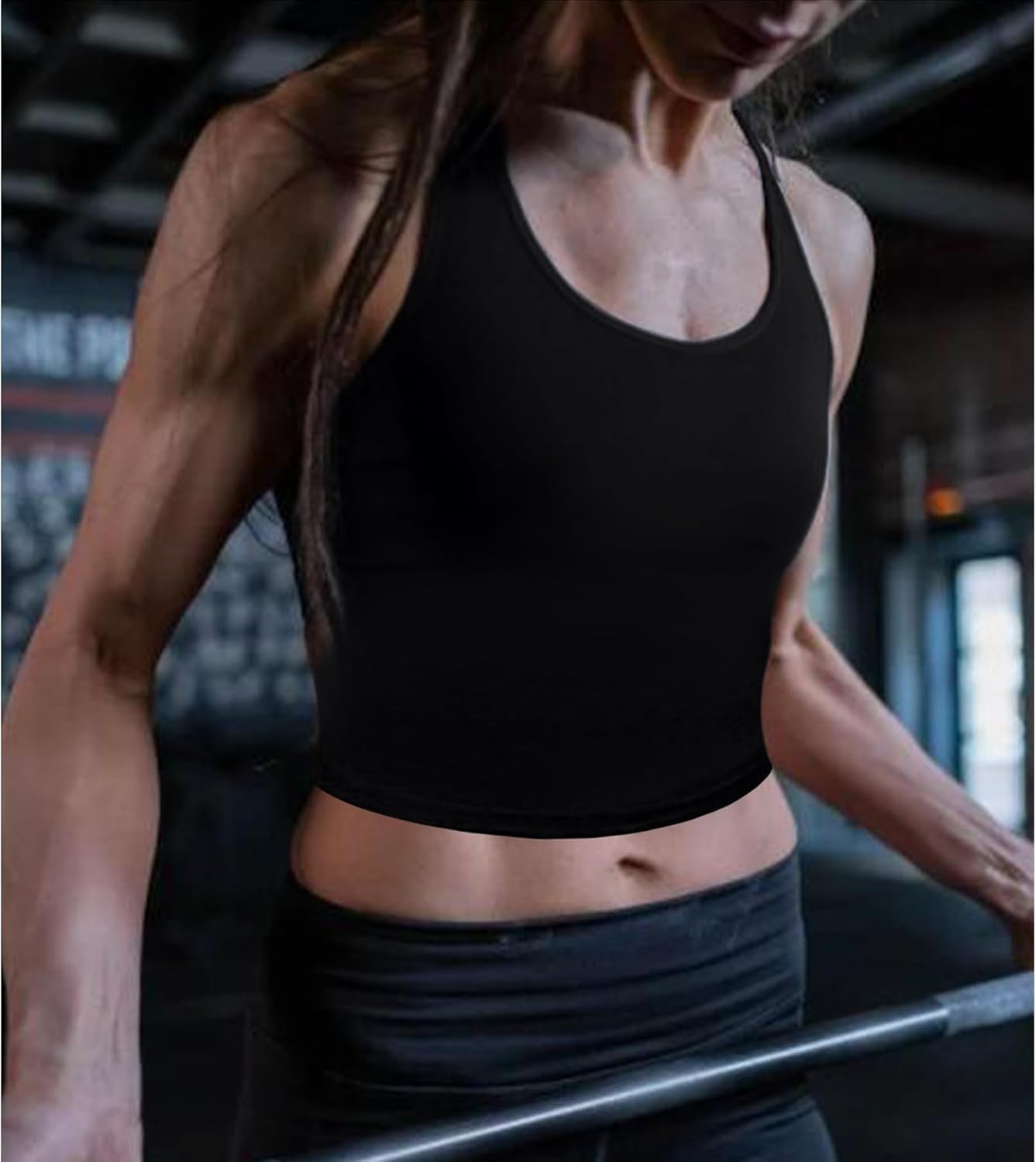 4 Pieces Women's Crop Tops Cotton Basic Tank Tops Racerback Sleeveless Sports Workout Crop Tank Tops - Image 2