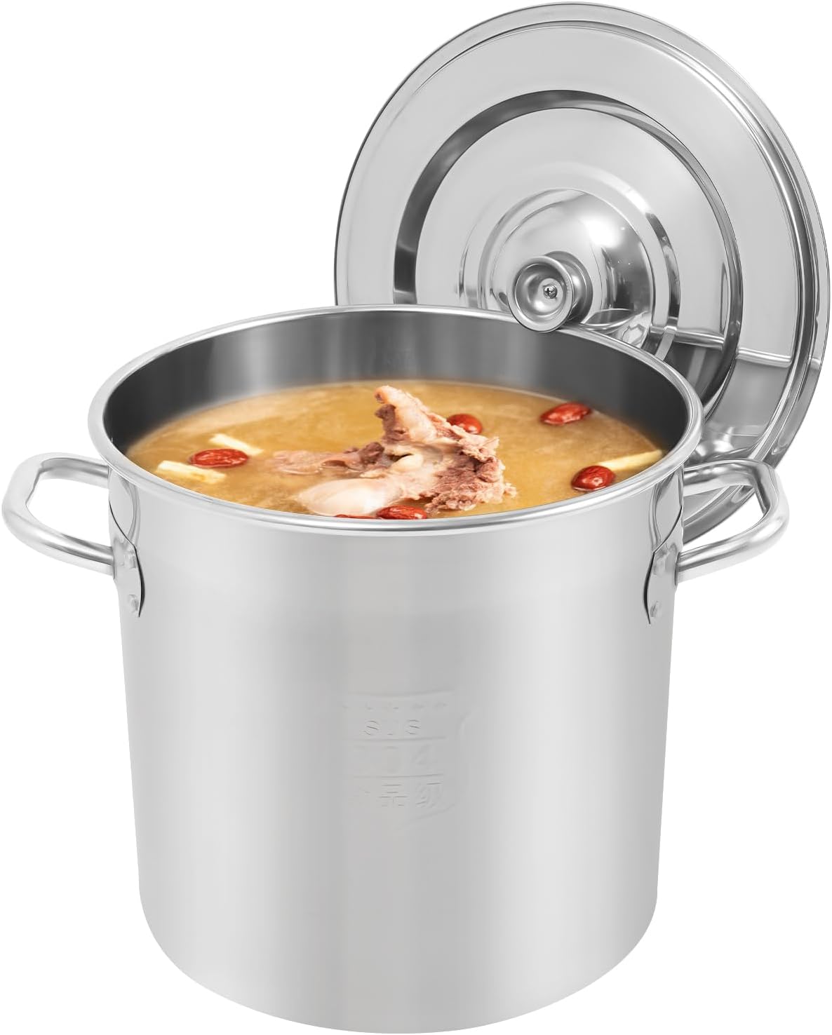 Stainless Steel Stock Pot w/Lid, Commercial Soup Cookware for Home/Restaurant/Hotels, for Stew/Simmering/Soup, Universal Stove Compatible (21L/22.2Qt.)