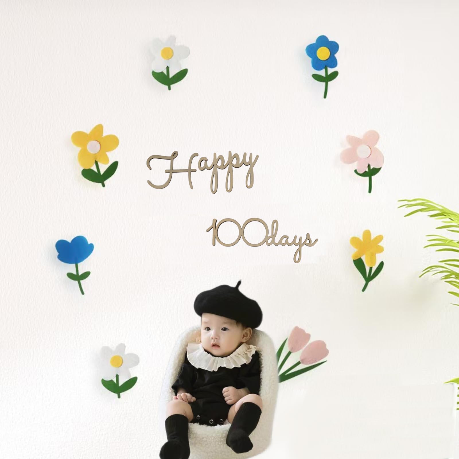 Amazon.co.jp: 木製 100日誕生日 レターバナー 誕生日 フラワー 飾り