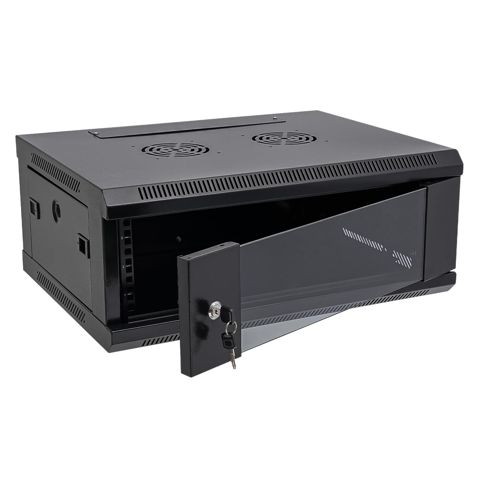 4U Wall Mount Server Cabinet, Enclosed Network Rack Wall Mount Network Cabinet with 2* Keys for Monitoring Rooms Data Rooms TV Stations