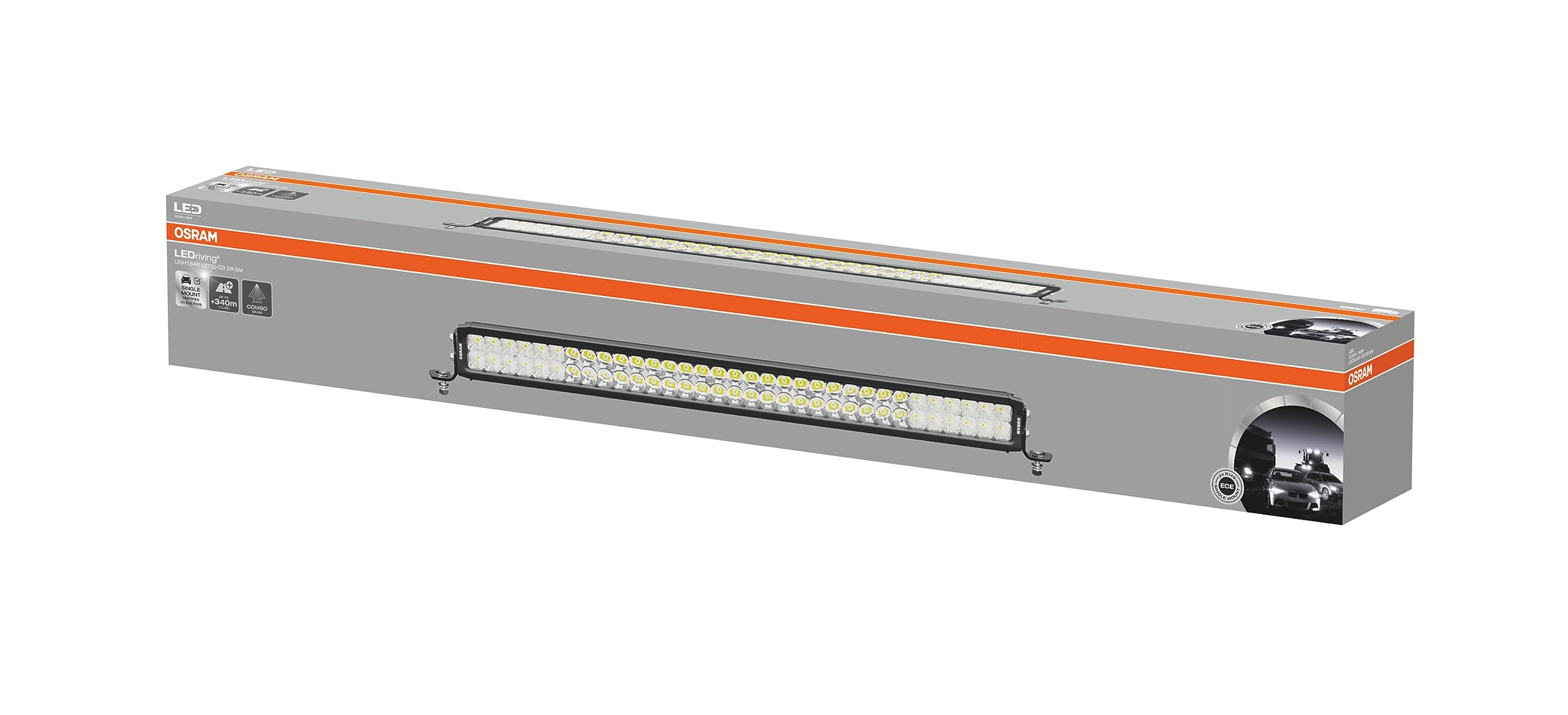 OSRAM LEDriving® Lightbar VX750-CB DR SM, LED driving light for far/near-field lighting, combo beam, 6000K, 8000lm, light beam up to 340m, 12V/24V, ECE appro