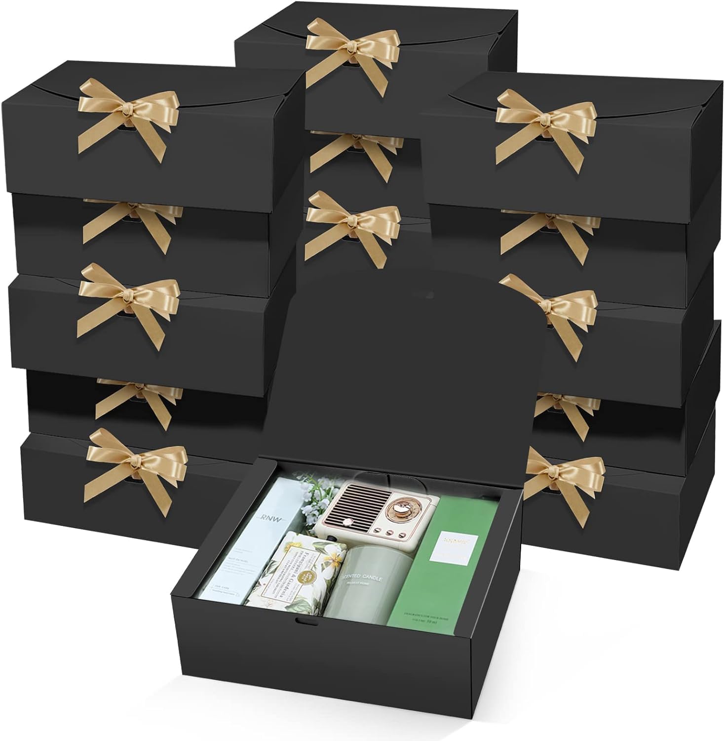 LATERN 15 PCs Gift Boxes with Lids, Black