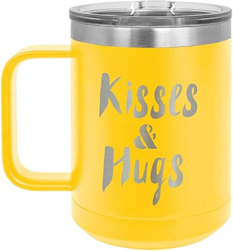 Miniatura 5 de KISSES AND HUGS Rosa 15 oz Taza de café wtapa deslizante  Taza de café de viaje aislada  Ideas de regalos de cumpleaños o Navidad de mujeres u
