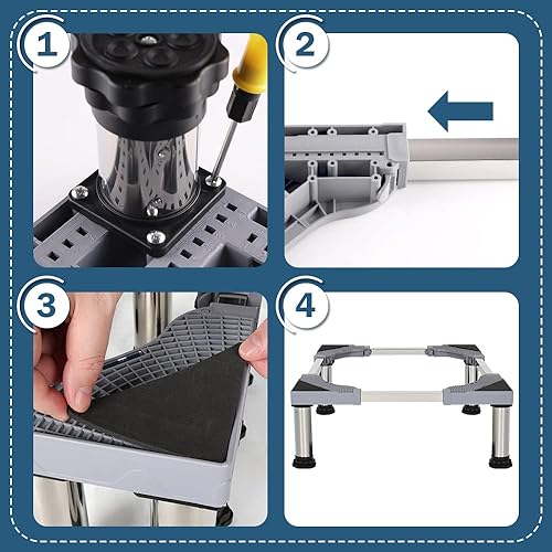 Miniatura 7 de Kokorona Soporte para lavadora, mini soporte para refrigerador con 4 pies fuertes (9-10.2 pulgadas de alto), base de refrigerador ajustable,