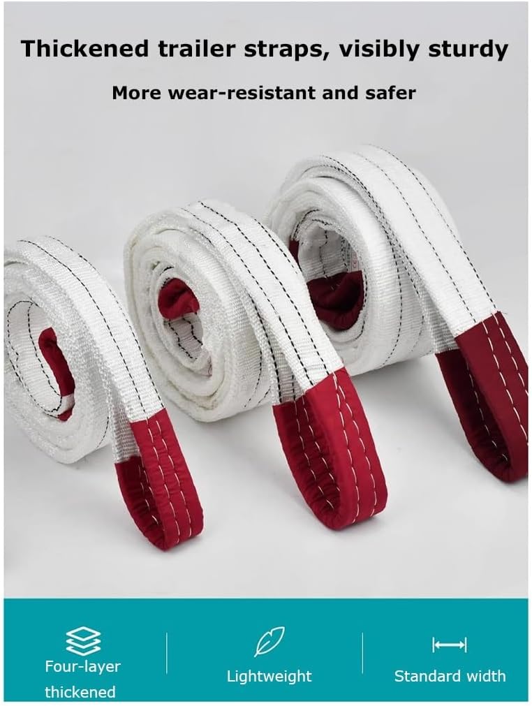 Nylon Heavy Duty Tow Strap Recovery Strap with Hooks 3" X 32Ft - 33000 LBS + 3/4 D Ring Shackles (2pcs) Recover Your Vehicle Stuck in Mud(3 m/8 tons)