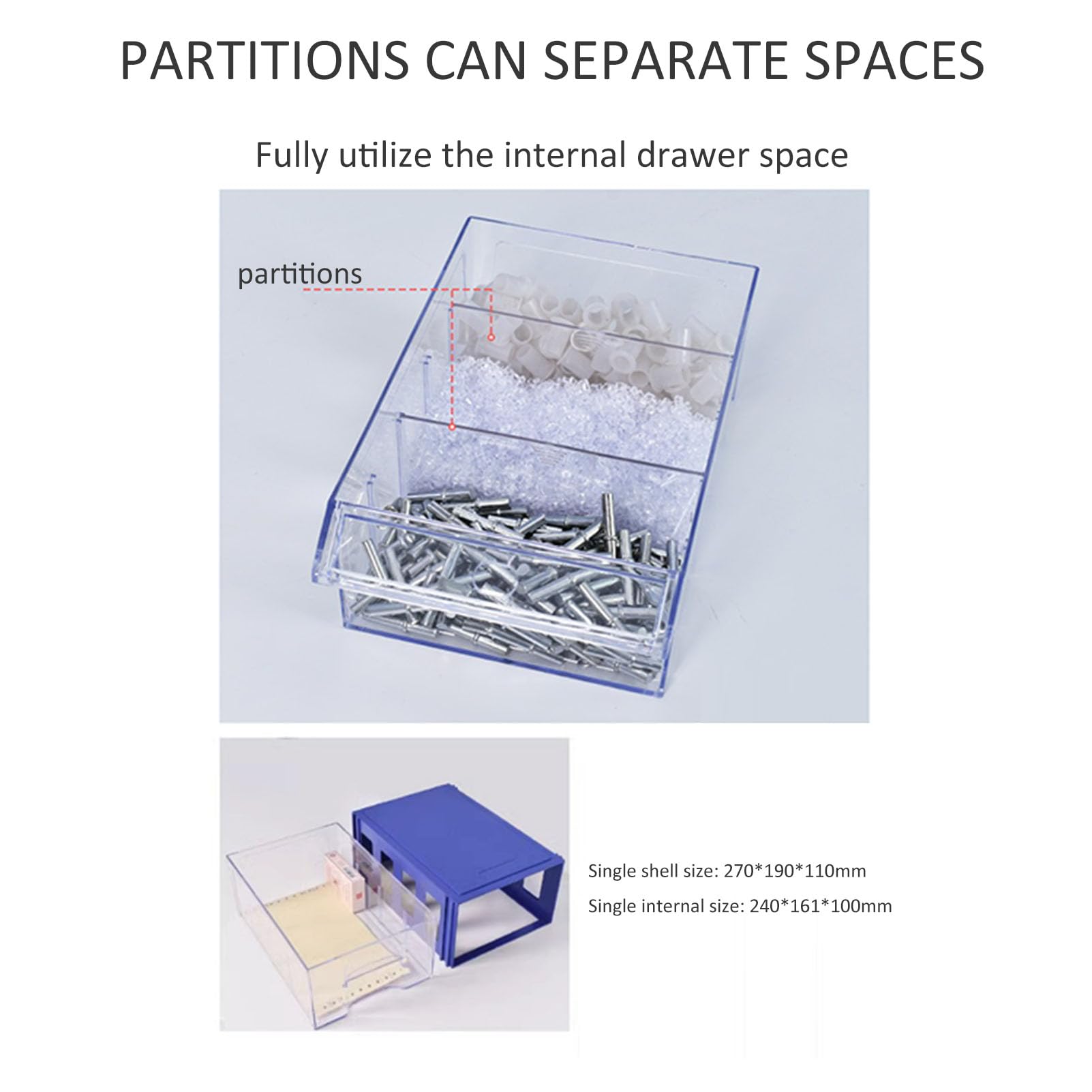 Organizador de Cajones Apilables ,Cuentas de Hardware Álbum de Recortes Manualidades Tuercas Pernos Caja de herramientas Cajones de almacenamiento Gabinete ,Caja de Componentes Modular para Garaje