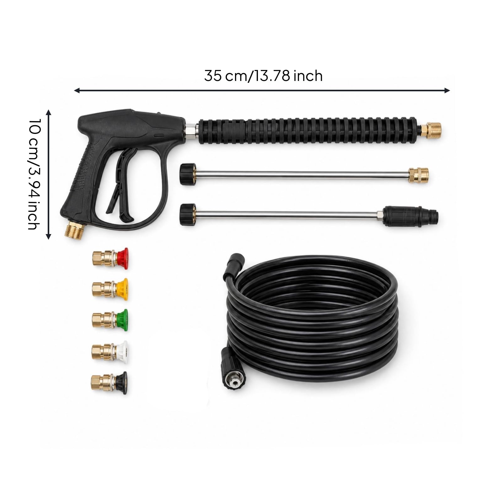 Kit Pistola Idropulitrice con Tubo Alta Pressione Pistola Idropulitrice con Asta di Prolunga Uso Versatile Attrezzatura per Lavaggio Auto, Giardino