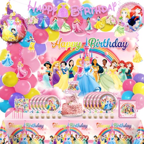 Princess Birthday Decorations Balloon Arch and Tableware Set