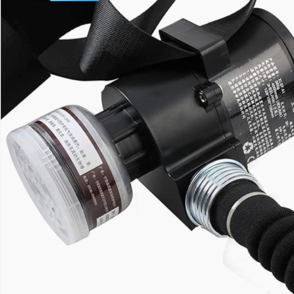 Sistema de ventilación de Flujo Constante eléctrico - para respiradores químicos de Cara Completa utilizados con insecticidas, filtros de Silicona, Soldadura en Laboratorio y Recubrimiento