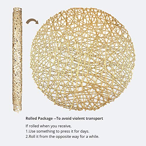 Gold Round Placemats for Dinner Table Set of 6 Metallic Hollow Out Line Circle Table Mats Vinyl Place Mats for Dinning Decor Wedding Accent Centerpiece - Image 5
