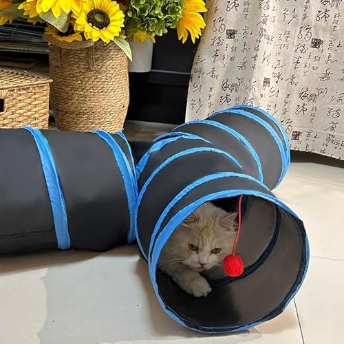 Mabaytir MUSP23B1PCWCTBBY Cat Tunnels For Indoor Cats, 3Way Collapsible Cat Tunnel Tubes, Interactive Toys Maze, House With Play Ball thumb #1