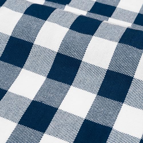 Image of Blue and White Plaid Kitchen Towels - Set of 6 Blue Checkered, 100% Cotton, Lint-Free Kitchen Towels with Hanging Loop - Versatile Uses Including Kitchen Towels, Hand Towels, Dish Towels (6 Pack)