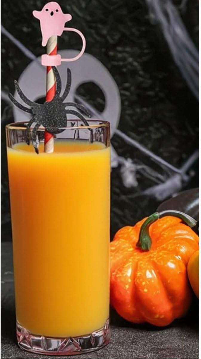 6Pcs 10mm Halloween Luminous Straw Cover for Stanley Cup Halloween Ghost Silicone Straw Compatible with 30 and 40 Oz Tumbler for Holiday - Image 3