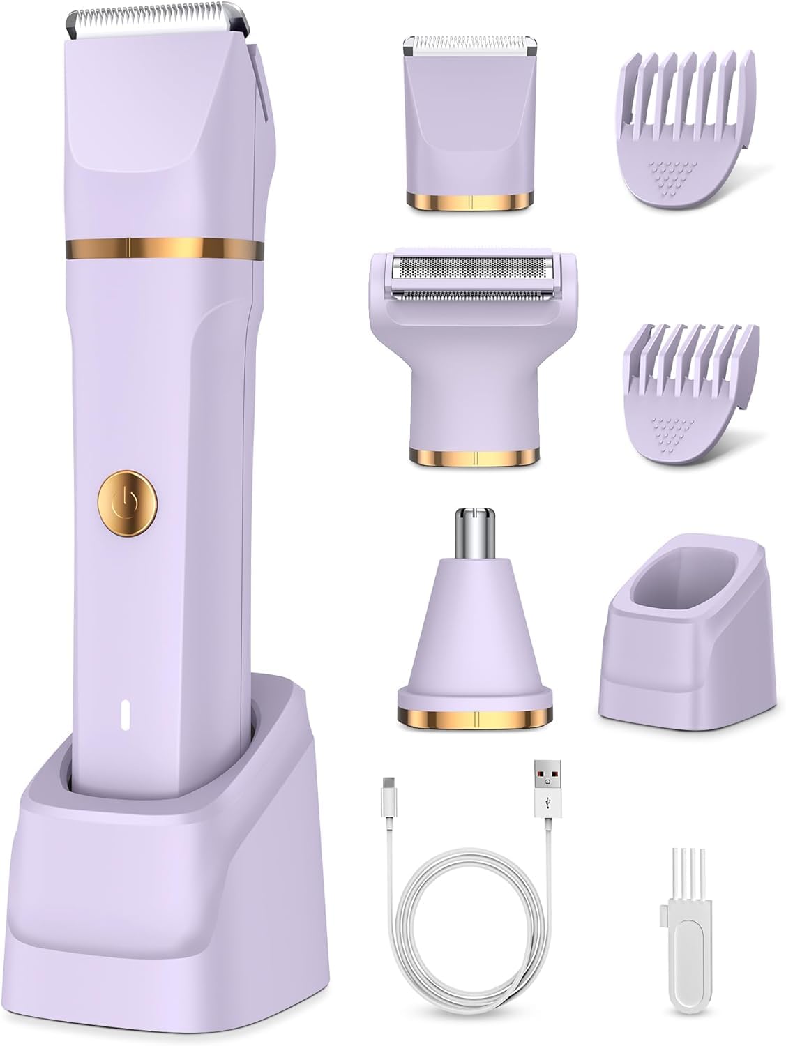 Lady Shavers for Women 3-in-1,Bikini Trimmer Woman IPX7 Waterproof,Nose Trimmer Rechargeable,Pubic Hair Trimmer for Women Wet and Dry,Painless Electric Foil Shaver for Body,Arms Legs Underarms, White — view 9