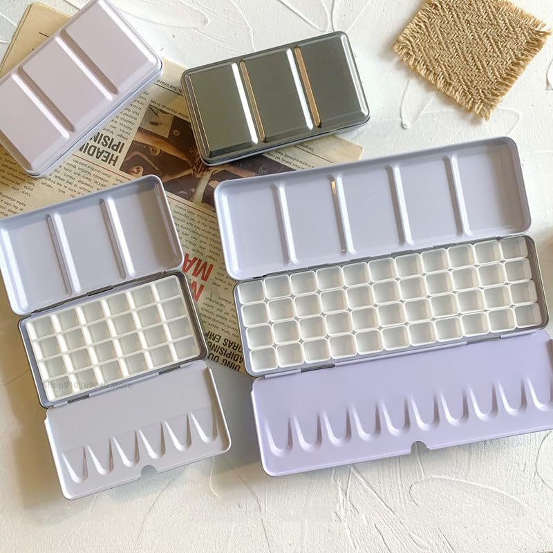 paleta akwarelowa paleta kolorów pusta paleta blaszana puszka do przechowywania farb żelazne pudełko 24/44 do malowania (kolor: srebrny 44)