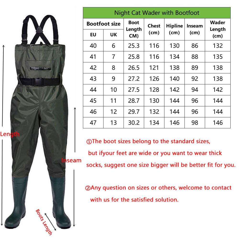 ENEN Waders Trampolieri da Pesca con Stivali da Pesca, Impermeabile Traspirante in Nylon Petto Trampolieri Salopette Regolabili per Uomo Donna Pescatore (Nero,41)