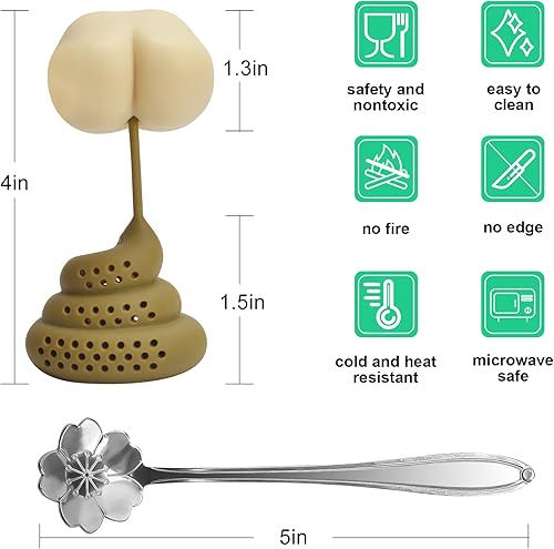 Miniatura 2 de Numola 2 filtros de té de broma para hojas sueltas y té de hierbas, interesante diseño de caca infusor de té para amantes del té, trae una divertida