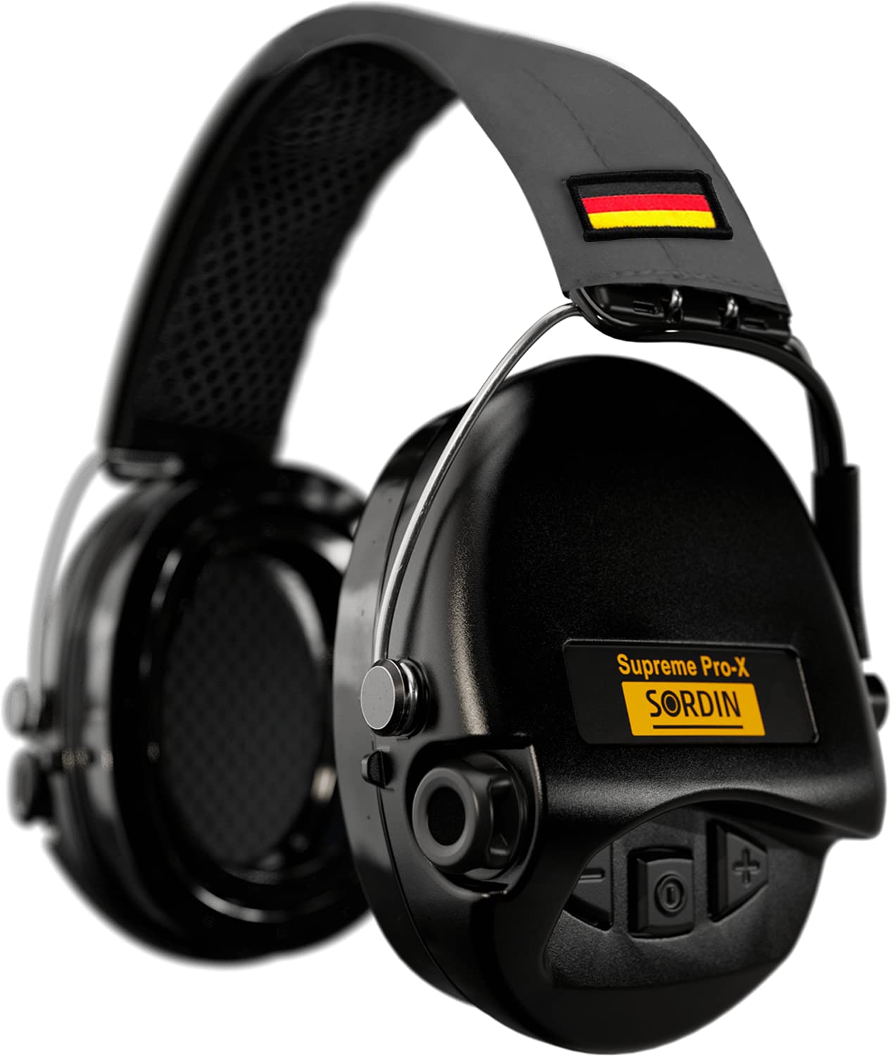 Sordin Pro-X Gehörschutz - aktiver Kapsel-Gehörschützer - Kopfband mit DE-Flagge