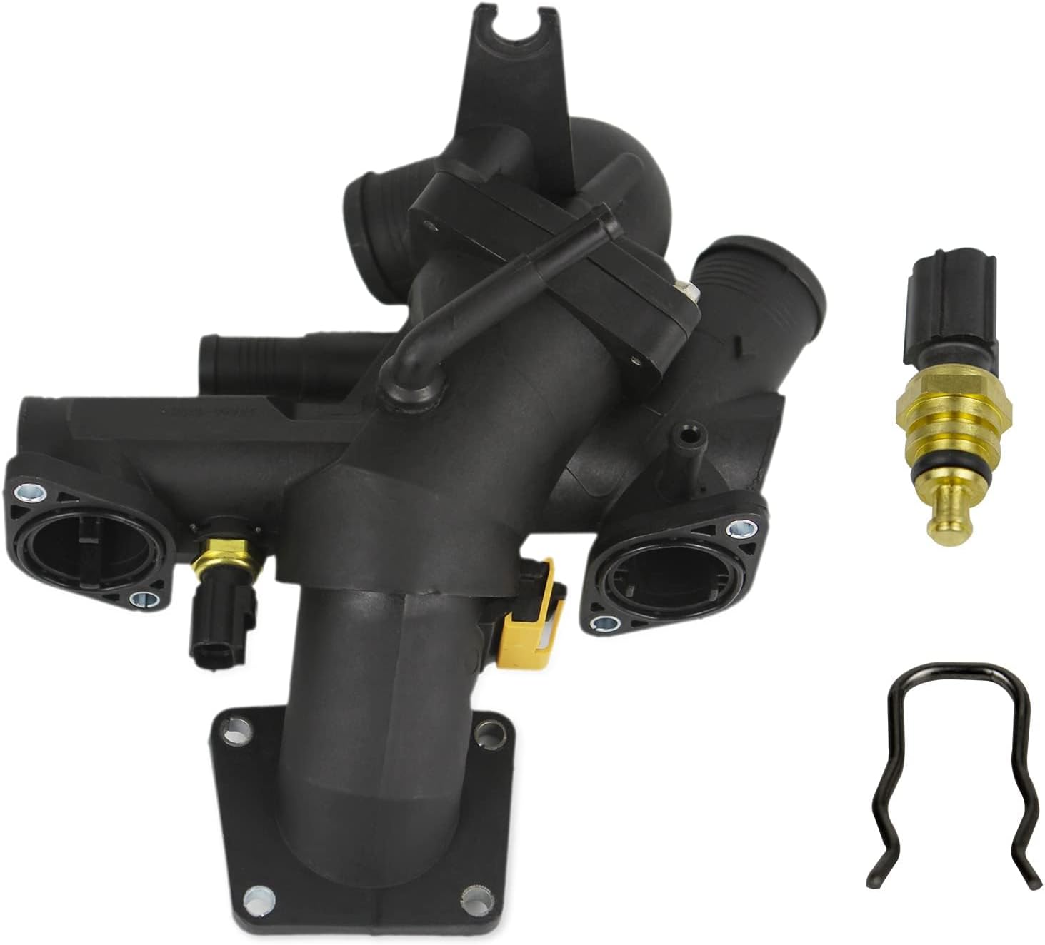 Coolant Thermostat Housing Assembly Compatible with Jaguar XF XJ8 2004-2010 XJR XK XK8 2003-2009 S-Type XKR 2006-2009 4.2L 5.0L V8 OE AJ811793